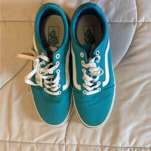 Vans Turquoise Canvas Shoes with White Trim